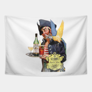 The Pirate with Parrot St Croix Rum Vintage Look Tapestry