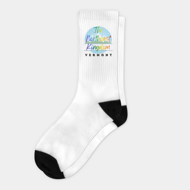 Northeast Kingdom Vermont Pride - Colorful LGBTQ+ Mountain Landscape Illustration Socks by WarFX Designs