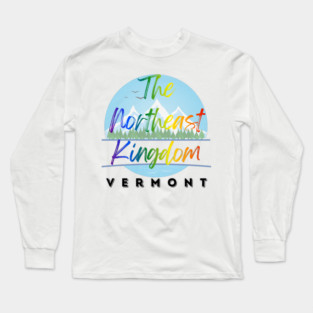 Northeast Kingdom Vermont Pride - Colorful LGBTQ+ Mountain Landscape Illustration Long Sleeve T-Shirt