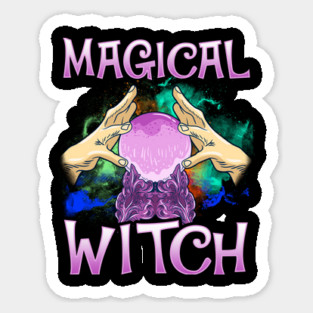 Magical Witch Crystal Ball Halloween Funny Witch Sticker