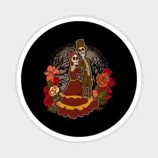 Sugar Skulls Romantic Skeletons Funny Day of Dead Halloween Magnet