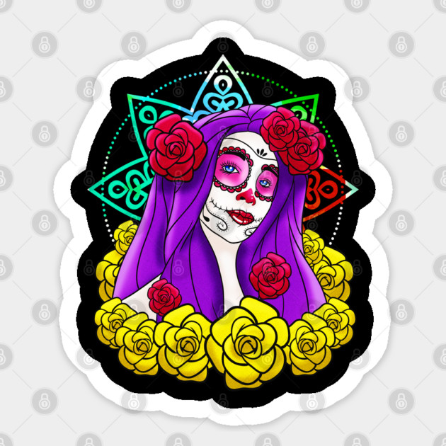 Sugar Skull Sexy Lady Day of the Dead Halloween Sticker by creative