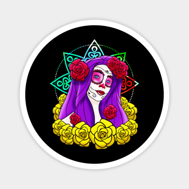 Sugar Skull Sexy Lady Day of the Dead Halloween Magnet by creative