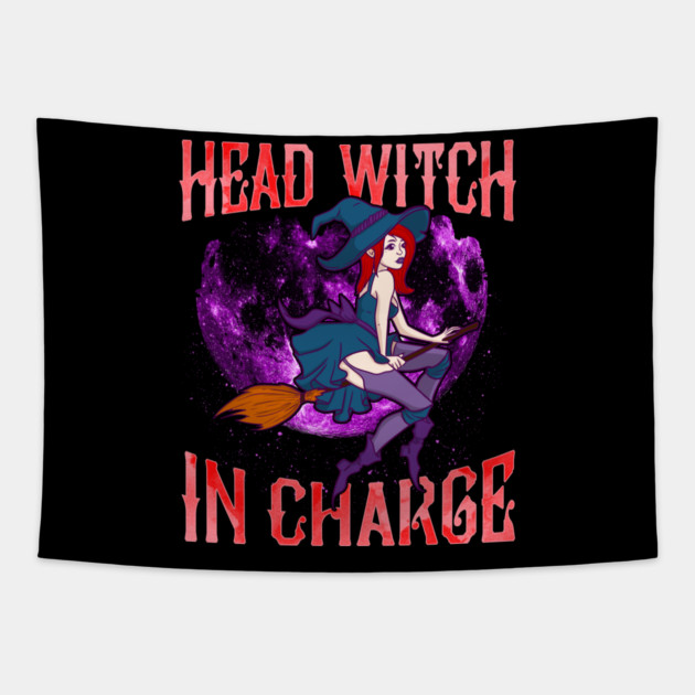 Head Witch in Charge Halloween Cute Funny Tapestry by creative