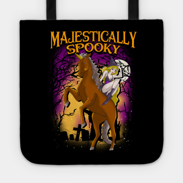 Majestically Spooky Witch & Unicorn Halloween Funny T-Shirt Tote by creative