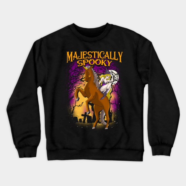 Majestically Spooky Witch & Unicorn Halloween Funny T-Shirt Crewneck Sweatshirt by creative