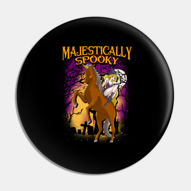 Majestically Spooky Witch & Unicorn Halloween Funny T-Shirt Pin by creative
