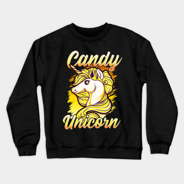 Candy Corn Unicorn Halloween Funny Candy Unicorn Crewneck Sweatshirt by creative