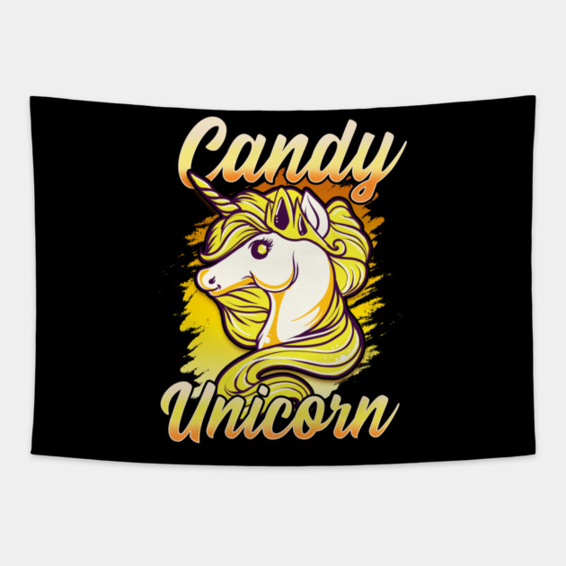 Candy Corn Unicorn Halloween Funny Candy Unicorn Tapestry by creative