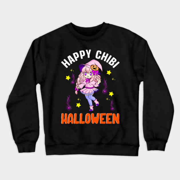 Halloween Chibi Witch Anime Manga Character Gift Crewneck Sweatshirt by creative