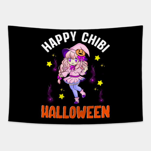 Halloween Chibi Witch Anime Manga Character Gift Tapestry by creative