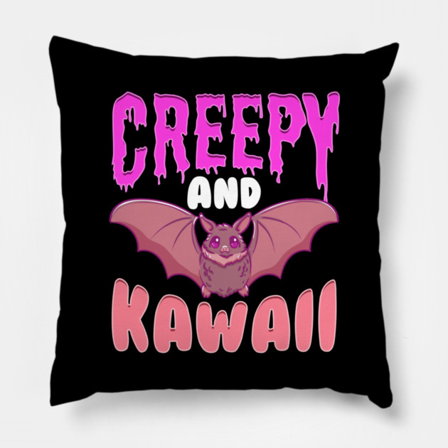 Halloween Creepy and Kawaii Cute Bat Character Gift Pillow by creative