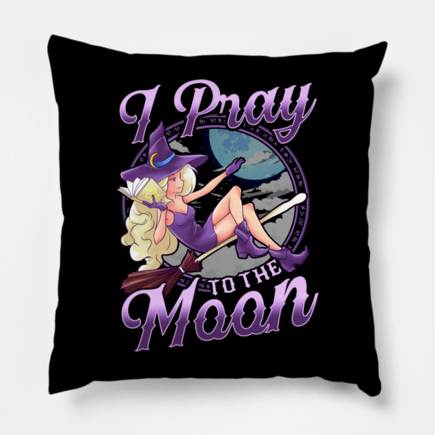 Halloween Witch I Pray To the Moon Anime Manga Vintage Pillow by creative