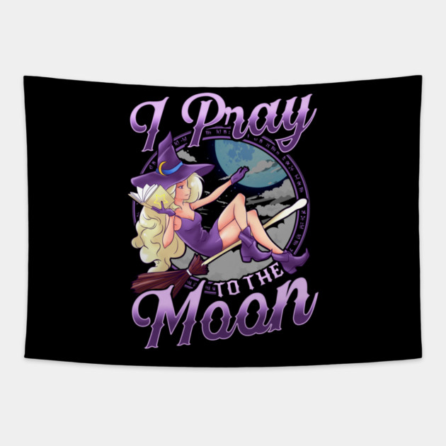 Halloween Witch I Pray To the Moon Anime Manga Vintage Tapestry by creative