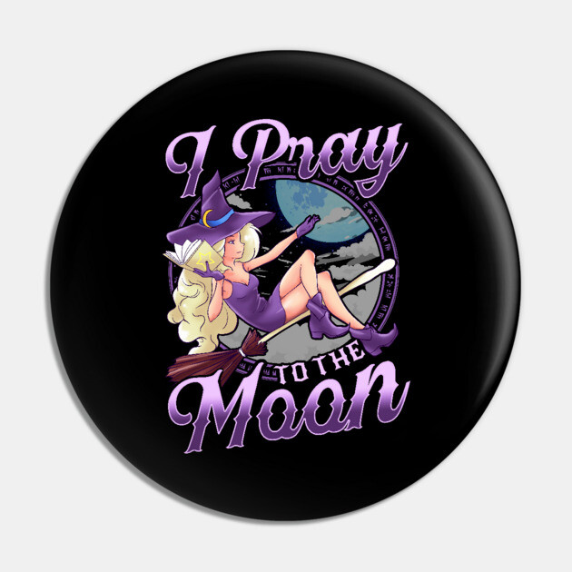 Halloween Witch I Pray To the Moon Anime Manga Vintage Pin by creative