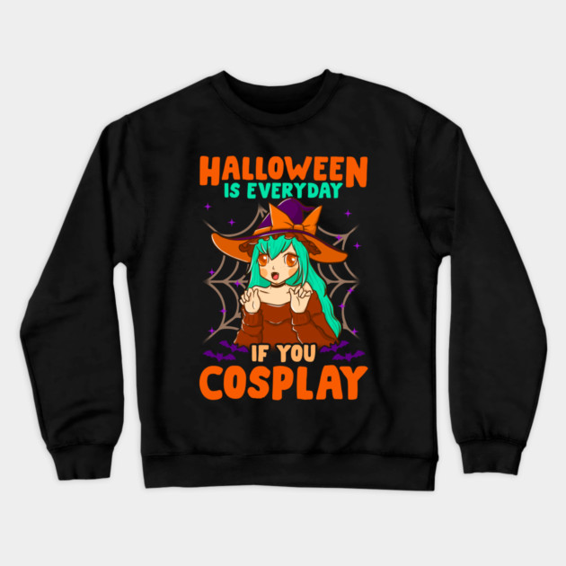 Halloween Cute Chibi Anime Witch Cosplay Manga Character Gift Crewneck Sweatshirt by creative