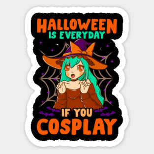 Halloween Cute Chibi Anime Witch Cosplay Manga Character Gift Sticker