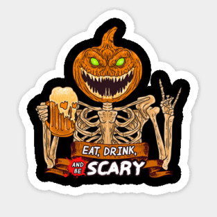 Eat, Drink & Be Scary Creepy Jack O Lantern Halloween Magnet