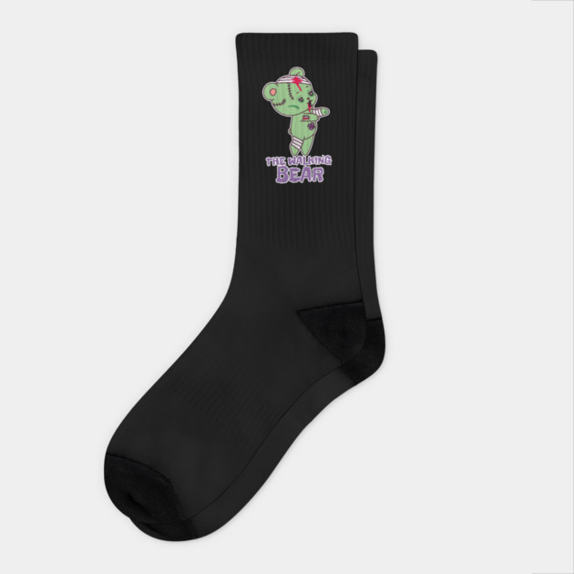 The Walking Bear Funny Halloween Zombie Bear Character Socks by creative