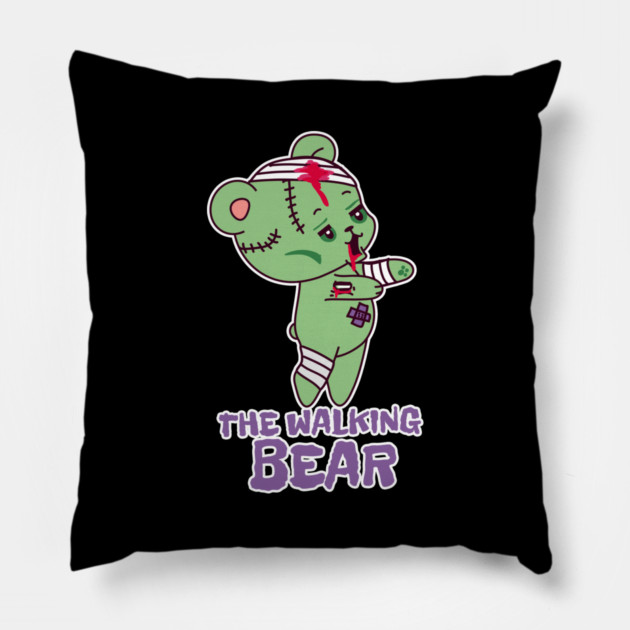The Walking Bear Funny Halloween Zombie Bear Character Pillow by creative