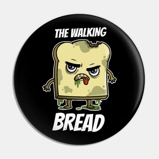 The Walking Bread Funny Halloween Kawaii Zombie Bread Character Pin by creative