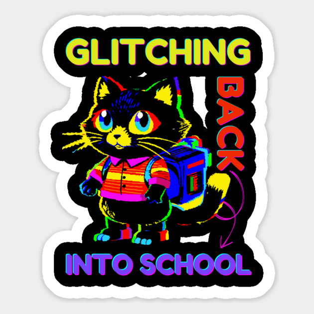 Back To School Glitch Cat Magnet by The WYLD Tribe