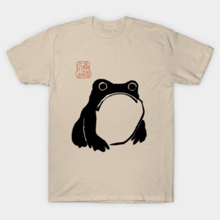 Hoji woodblock print Grumpy frog T-Shirt