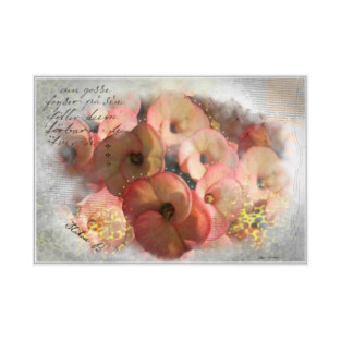 Peach Flowers Mix Media T-Shirt