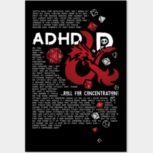 ADHD&D | Roll for concentration | DnD (for black) Posters and Art