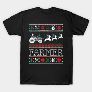 Farmer Tractors Ugly Christmas Xmas Gifts T-Shirt