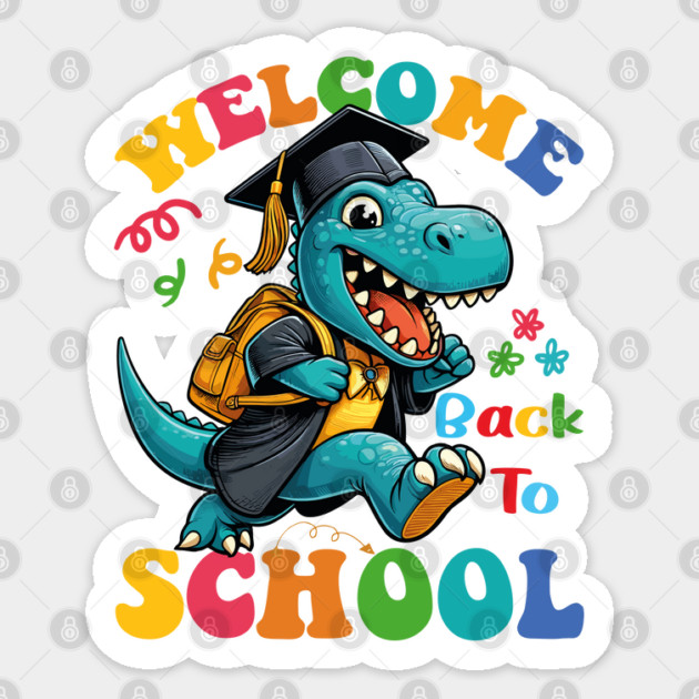 Welcome Back To School Funny Dinosaur Sticker by JessArty