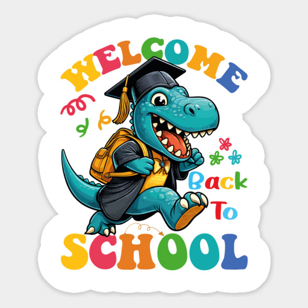 Welcome Back To School Funny Dinosaur Magnet by JessArty