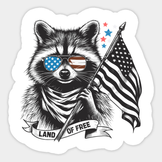 Funny Raccoon American Flag Magnet by JessArty