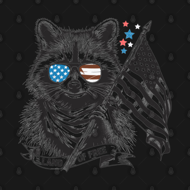 Funny Raccoon American Flag by JessArty