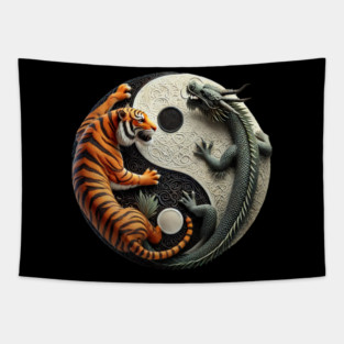 Tiger vs Dragon (Yin-Yang) Tapestry