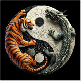 Tiger vs Dragon (Yin-Yang) Posters and Art
