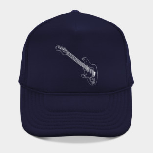 Electric Guitar outlined white left handed lefty Hat