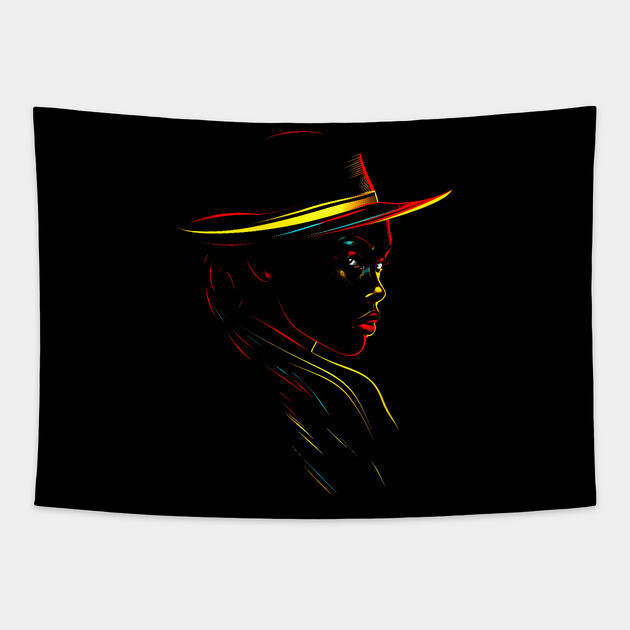 Black Woman Silhouette, Black Girl Magic Tapestry by UrbanLifeApparel