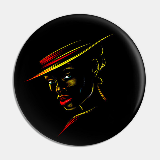Black Woman Silhouette, Pan African Colors Pin by UrbanLifeApparel