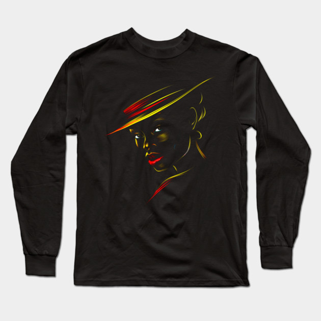 Black Woman Silhouette, Pan African Colors Long Sleeve T-Shirt by UrbanLifeApparel