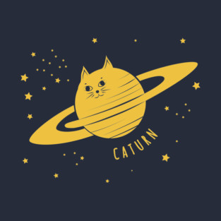 Caturn = Cat + Saturn (for dark backgrounds) T-Shirt