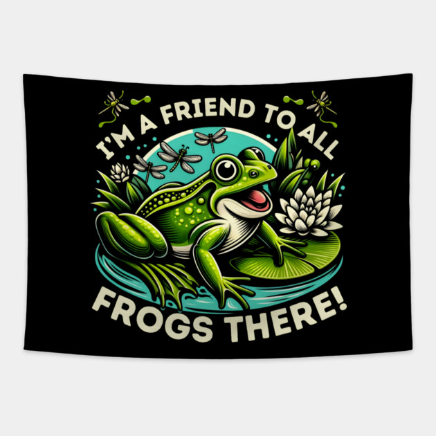 Friendly Frog Makes a Splash Tapestry by MakerMind8.2