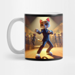 Fancy Felines: Sophisticated Cat Cutting a Rug Mug