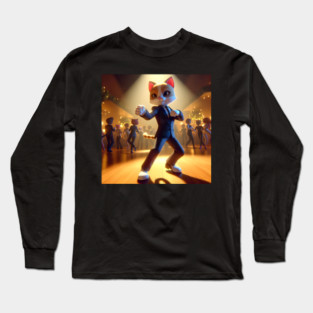 Fancy Felines: Sophisticated Cat Cutting a Rug Long Sleeve T-Shirt
