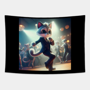Feline Formal: Impeccably Dressed Cats Cutting the Rug Tapestry