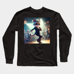 Feline Formal: Impeccably Dressed Cats Cutting the Rug Long Sleeve T-Shirt
