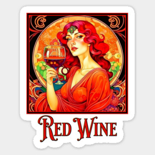 Art Nouveau Red Wine Sticker