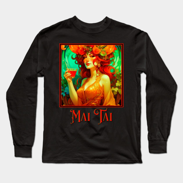 Art Nouveau Mai Tai Long Sleeve T-Shirt by HolidayBug