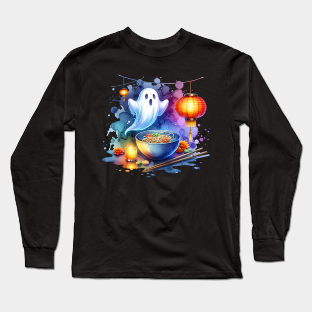 Watercolor Hungry Ghost Festival Long Sleeve T-Shirt by HolidayBug