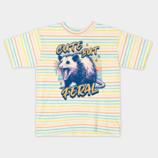 Cute but Feral Opossum - Funny Opossum Lover Retro Kids T-Shirt